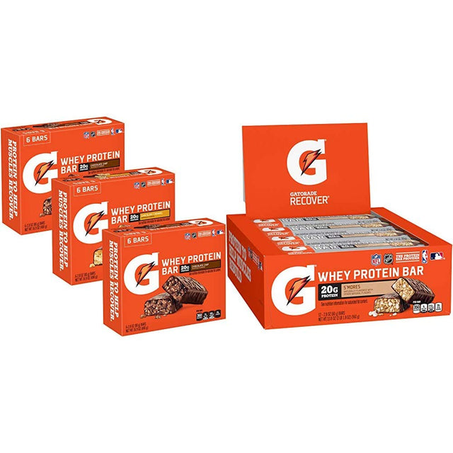 Gatorade Whey Protein Bars Variety Pack, 18 Count, 2.8 Ounce Bars