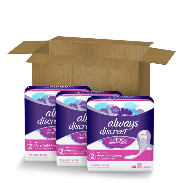 Always Discreet Incontinence Liners, Very Light Long, 132 CT