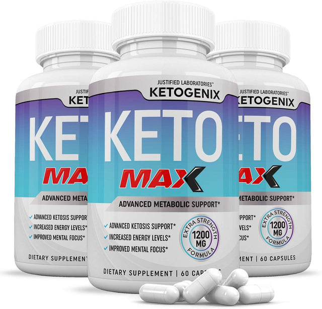 Ketogenix Max 1200Mg Keto Pills Ketogenic Supplement Includes Gobhb Exogenous Ketones Apple Cider Vinegar Macadamia Nut Oil and Green Tea Advanced Ketosis Support for Men Women 180 Capsules 3 Bottles