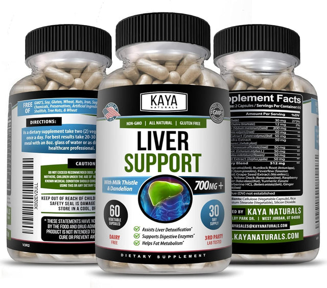 Kaya Naturals Liver Cleanse Detox & Repair | Milk Thistle Liver Supplement | Liver Detox for Women and Men | Artichoke Extract and Dandelion Root Capsules | 60 Count