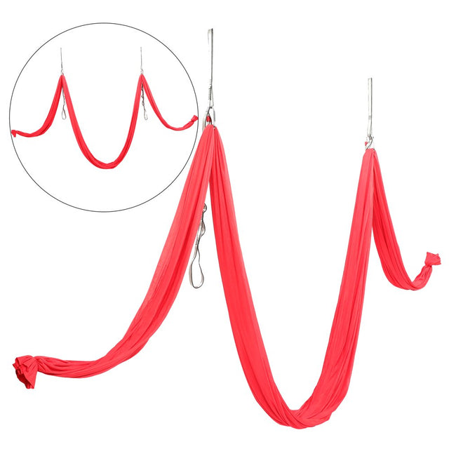 HECASA Aerial Yoga Swing Set 6M / 20Ft Red Trapeze Yoga Hammock Kit Yoga Flying Sling Inversion Swing Tools for Air Yoga Inversion Fitness