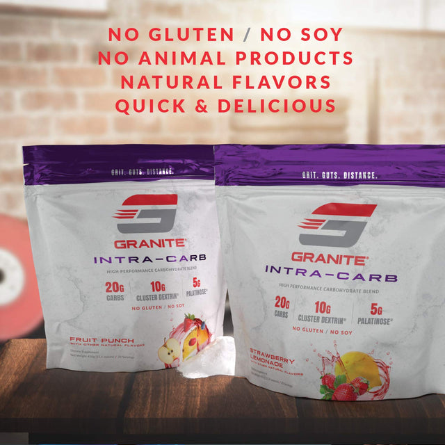 Granite® Intra-Carb Advanced Carb Supplement (Strawberry Lemonade) | 20G Carbs + 10G Cluster Dextrin® + 5G Palatinose® | Train Longer W/No Crash | Soy Free + Gluten Free + Vegan | Made in USA