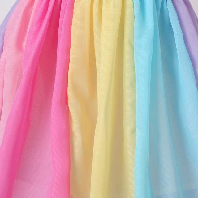 12M-6T Children'S Girls Rainbow Skirt Short Sleeve Stitching Princess Dress,Gown Birthday Party Dresses