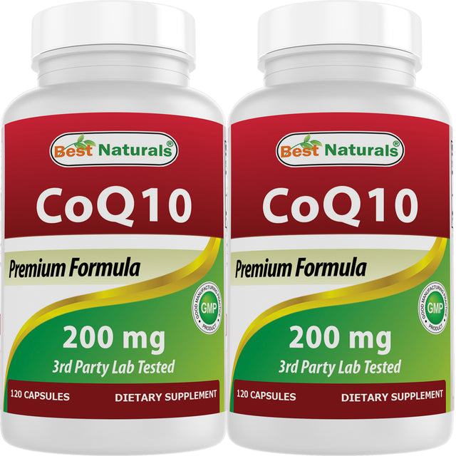 2 Pack Best Naturals COQ10 200 Mg 120 Capsules