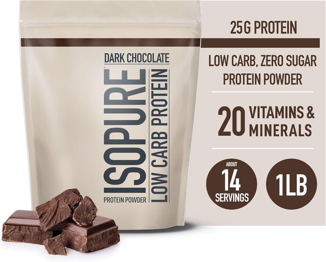 Isopure Protein Powder, Whey Protein Isolate Powder, 25G Protein, Low Carb & Keto Friendly, Naturally Sweetened & Flavored, Flavor: Chocolate, 14 Servings, 1 Pound