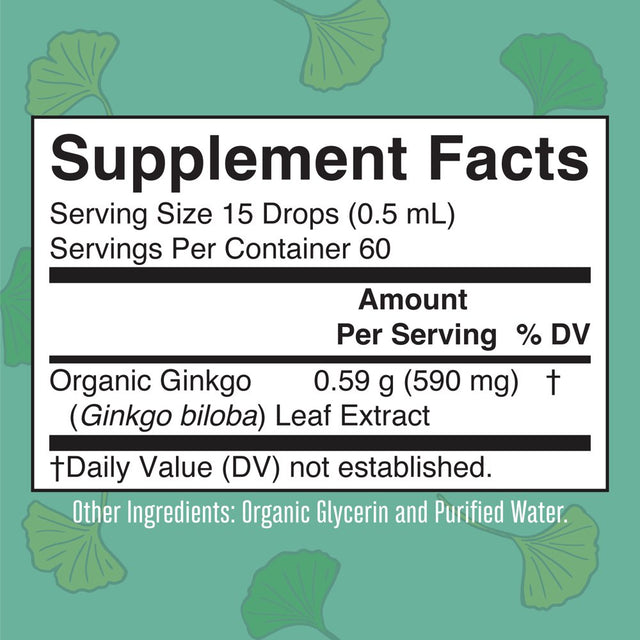 Maryruth'S USDA Organic Ginkgo Leaf Liquid Drops | Herbal Supplement | Memory Support, Brain Health | Vegan, Non-Gmo | 1 Fl Oz / 30 Ml