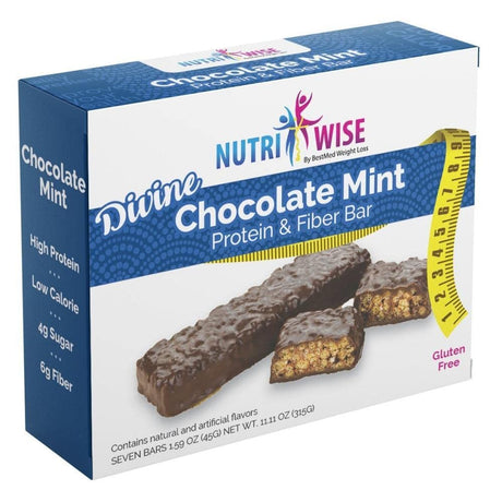 Nutriwise β High Protein 15G Bar | Divine Chocolate Mint | 7/Box | Weight Loss, Diet, KETO Friendly, Hunger Control, Meal Replacement | Gluten Free, Low Sugar