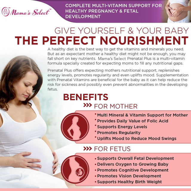 Prenatal Vitamins and Minerals - Mama'S Select Pre-Natal plus Long Lasting 90 Capsule 3 Month Supply - with Iron, MTHFR Safe Methyl Folate for Folic Acid and Calcium - Gentle Veggie Pills