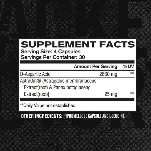 Jacked Factory DAA D Aspartic Acid Supplement - Fortified with Astragin for Enhanced Absorption, Zero Artificial Fillers - 120 Veggie Capsule Pills