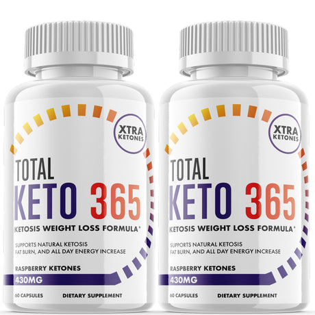 Total Keto 365 - Keto Supplement for Weight Loss - Energy & Focus Boosting Dietary Supplements for Weight Management & Metabolism - Advanced Fat Burn Raspberry Ketones Pills -120 Capsules (2 Pack)
