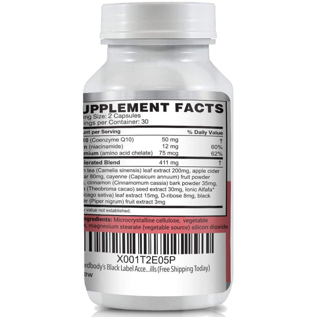 Hardbody Supplements Black Label Accelerator Diet Pills | Dietary Supplement for Weight Loss - 60 Veggie Capsules