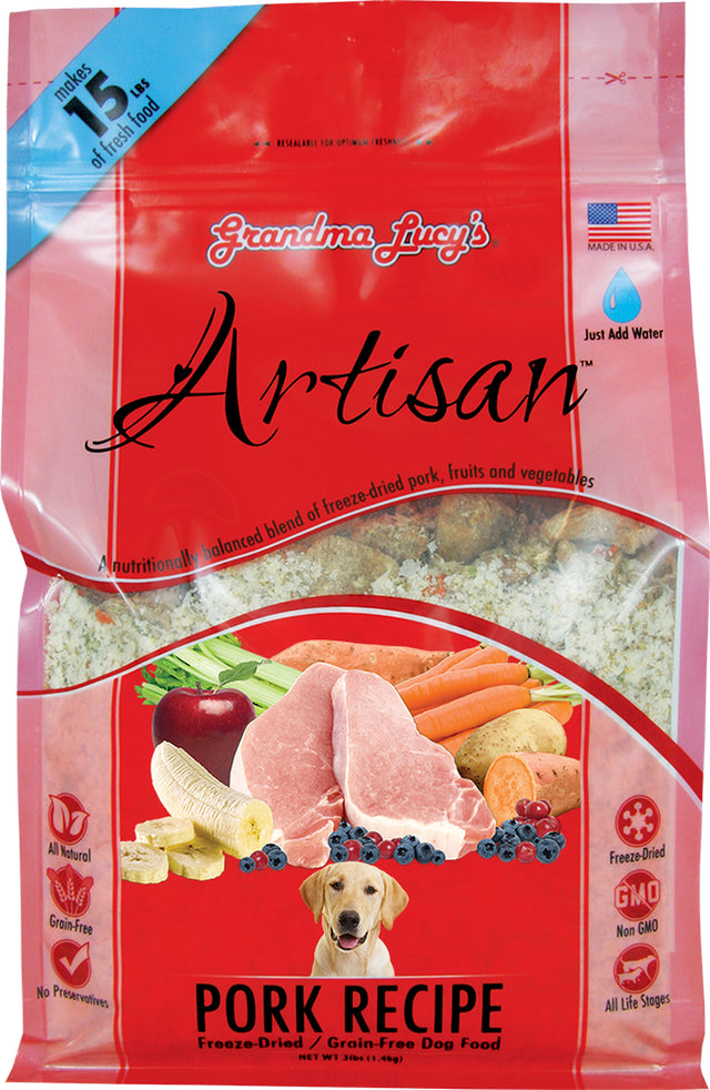 Grandma Lucy'S Artisan Grain-Free Pork Freeze-Dried Dog Food, 3-Lb Bag