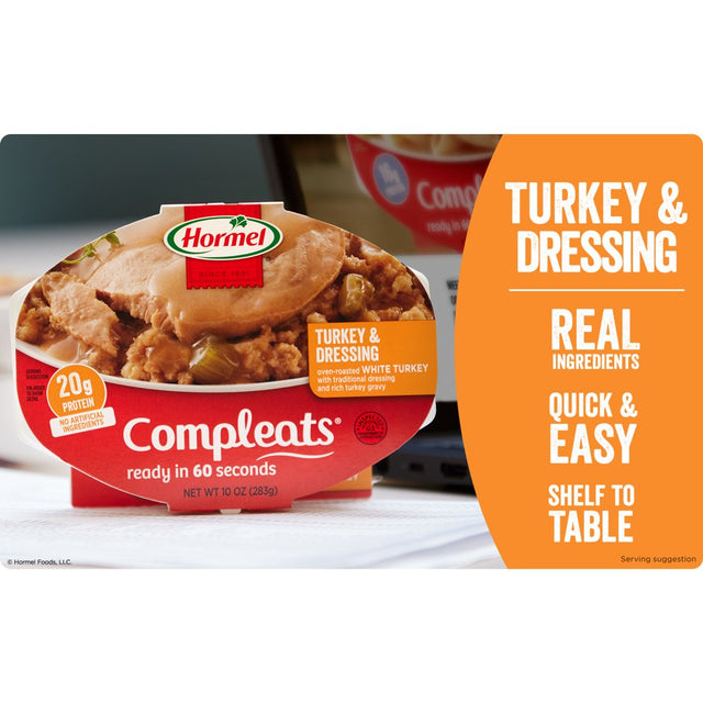 HORMEL COMPLEATS Turkey & Dressing, Shelf Stable, 10 Oz Plastic Tray