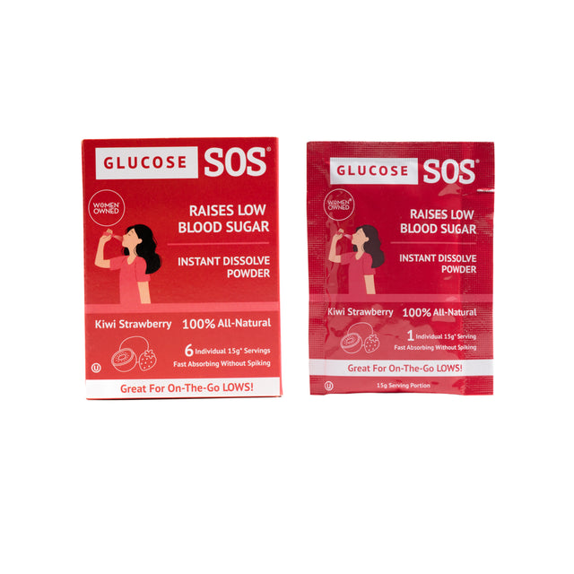 Glucose SOS, Instant Dissolve Glucose Tablet Alternative for Blood Sugar Recovery, Kiwi Strawberry 6 Count