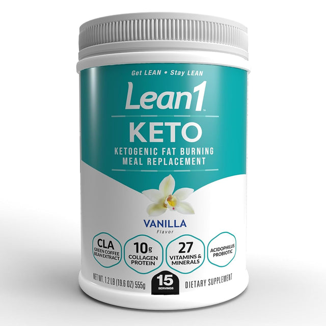 Lean1 KETO, Vanilla Flavor, 15 Serving Tub, Ketogenic Fat Burning Meal Replacement by Nutrition 53