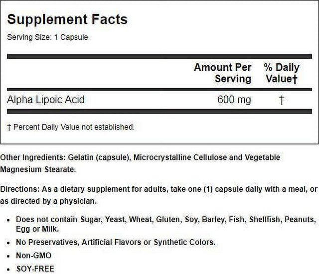 Healthy Origins Alpha Lipoic Acid 600 Mg Capsules, 150 Ct