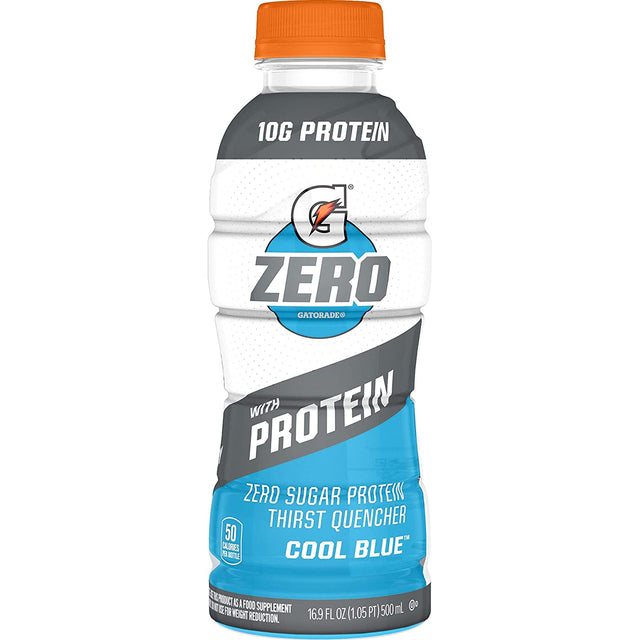 Gatorade Zero with Protein 10G Whey Protein Isolate Zero Sugar Electrolytes Cool Blue, 16.9 Fl Oz