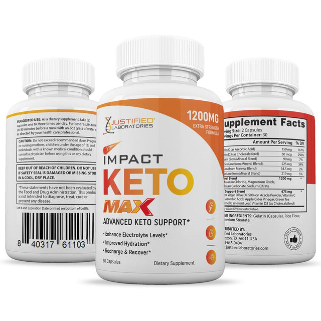 Impact ACV MAX Pills 1675 MG Stronger than Gummies Advanced Keto Support 60 Capsules
