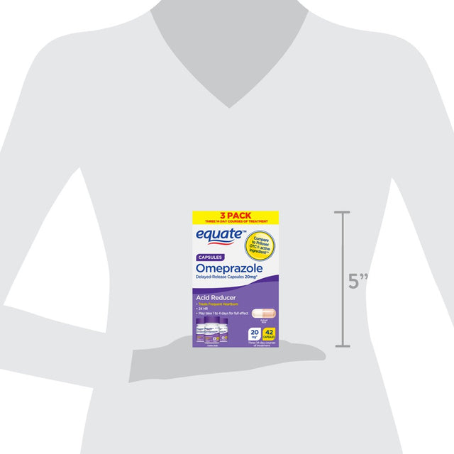 Equate Omeprazole Delayed-Release Capsules, 20 Mg, 42 Count, 3 Pack