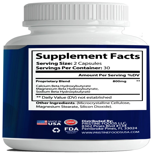 Keto Premium - Advanced Ketogenic Weight Loss Support Formula with Premium Keto Salts, 60 Capsules by Pristine Foods