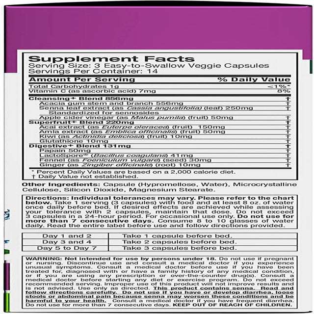 Fast-Absorbing Organic 7-Day Colon Cleansing & Natural Detox Supplement (42 Ct)