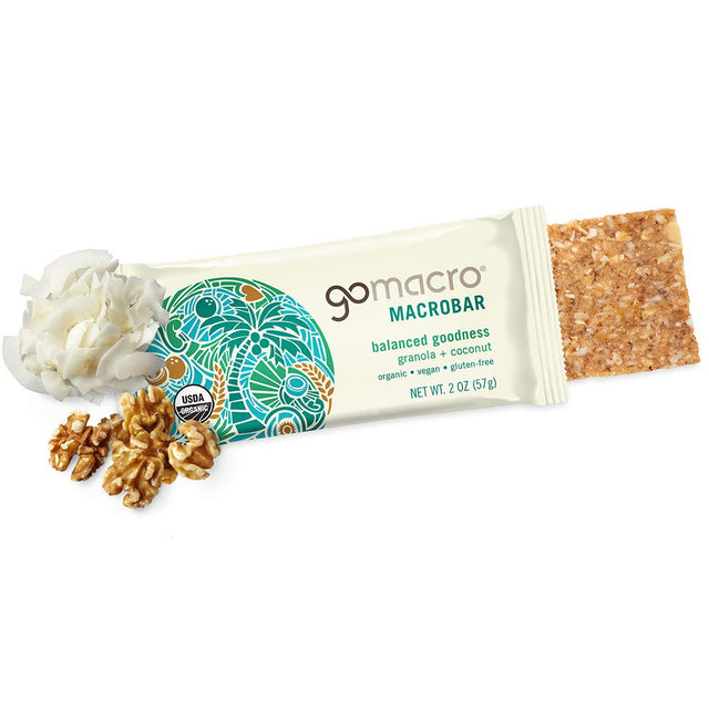 Gomacro Macrobar Organic Vegan Snack Bars - Granola + Coconut and Banana + Almond Butter (2.3 Ounce Bars, 12 Count)