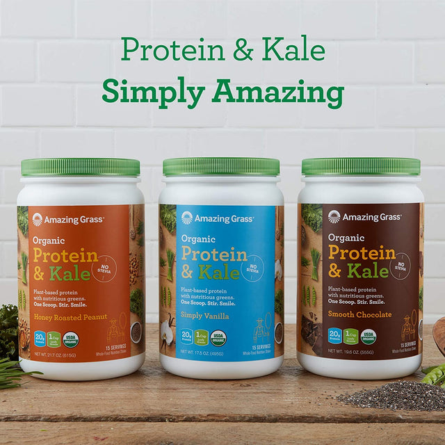 Amazing Grass Vegan Protein & Kale Powder: 20G of Organic Protein + 1 Cup Leafy Greens per Serving, Vanilla, 15 Servings