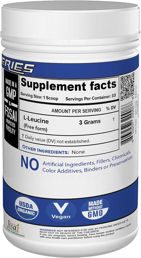 L-Leucine - 100Grams, 100% Pure & USP Grade - Ideal Intra Workout Supplement