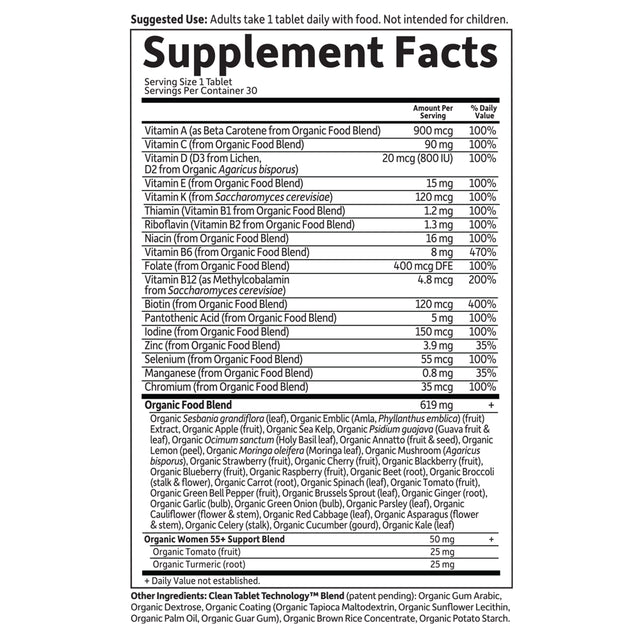 Garden of Life Mykind Organics Women’S 55+ Multivitamin | Once Daily | 30Ct