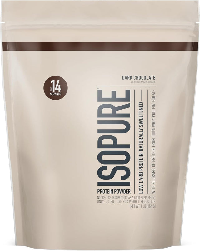 Isopure Protein Powder, Whey Protein Isolate Powder, 25G Protein, Low Carb & Keto Friendly, Naturally Sweetened & Flavored, Flavor: Chocolate, 14 Servings, 1 Pound