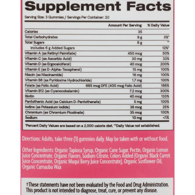 Hello Bello Organic Women'S Multi Vitamin Gummy, 60Ct