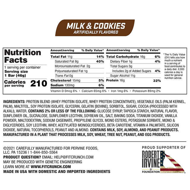 FITCRUNCH Protein Bars, Snack Size Variety Pack, Gluten Free 18 Pack