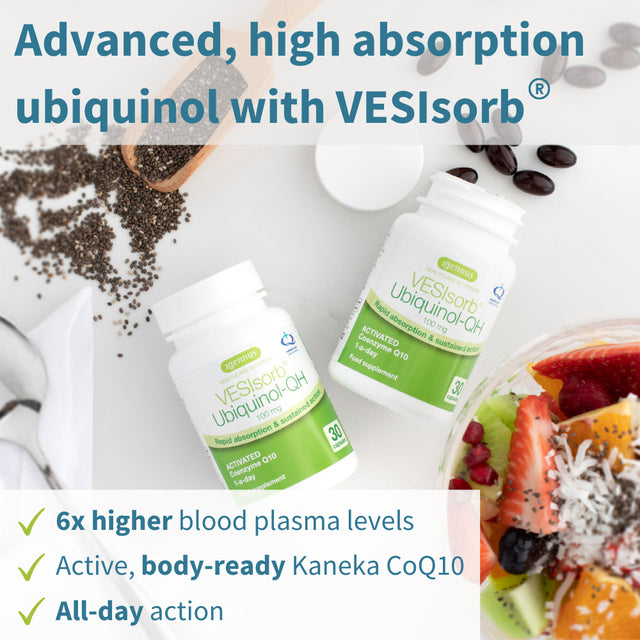 Igennus Vesisorb Ubiquinol 100Mg, Advanced Coq10 Supplement, 600% Bioavailability & Fast-Acting, 30 Softgels