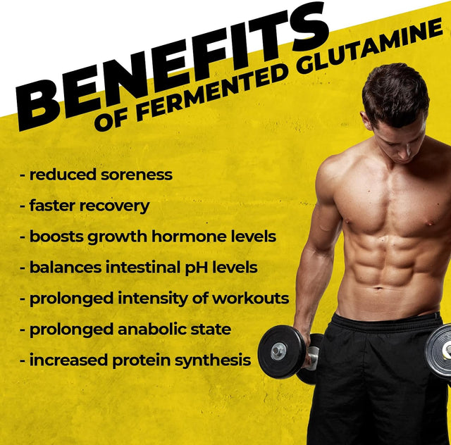 Gains in Bulk Fermented Glutamine - Extreme Muscle Recovery, Anti-Catabolic L-Glutamine for Protection & Recovery from Physical & Mental Stress | Promotes Longer State of Muscle Growth (500 Grams)
