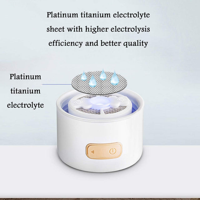 High Concentration Hydrogen-Rich Water Cup Alkaline Water Purifier Micro-Electrolyzed Water Glass Alkaline Water Generator, Ion Bat, White, 290Ml