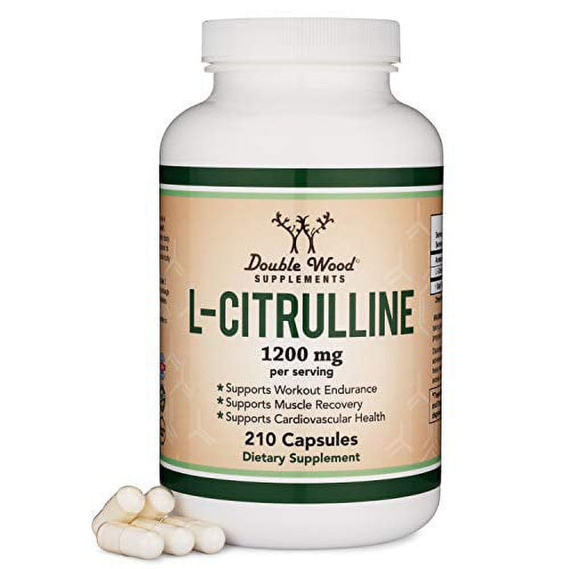 L Citrulline Capsules 1,200Mg per Serving, 210 Count (L-Citrulline Increases Levels of L-Arginine and Nitric Oxide) Muscle Recovery Supplement €“ Improve Muscle Pump by Double Wood Supplements