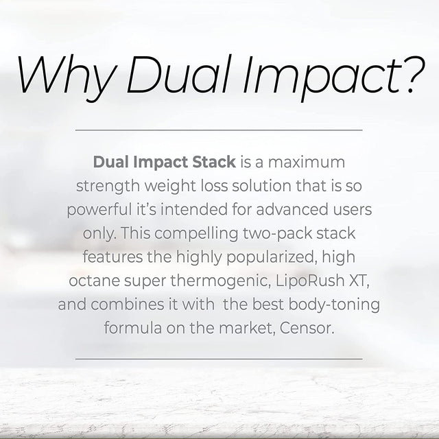 NDS Nutrition Maximum Strength Dual Impact Stack - Complete 2-In-1 Fat Loss Stack Enhanced with Teacrine, L-Carnitine, CLA for Serious Results - Censor 90 Softgels XT 60 Capsules