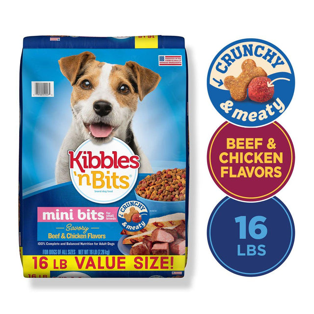 Kibbles 'N Bits Kibbles 'N Bits Mini Bites Small Breed Savory Beef and Chicken Flavors Dog Food, 16 Lb.