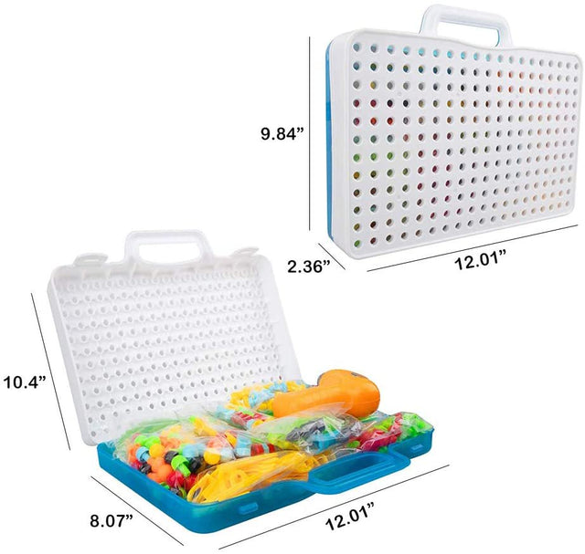 Gara Kids Construction Toy Set, 224 Pcs Peg Board Puzzle STEM Building Toy, 2-In-1 Preschool Learning Creative Toys, Take Apart Toy with Electric Drill for Children 3-10 Years Old