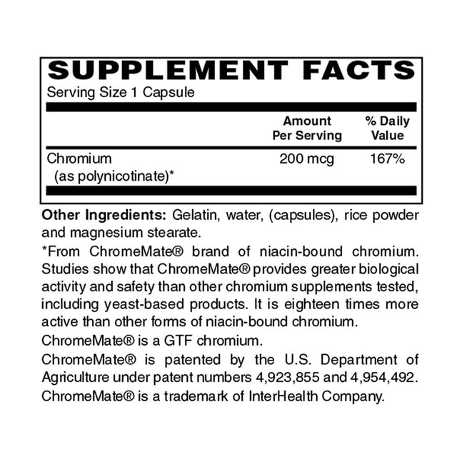 Holly Hill Health Foods, Chromium 200 MCG, 100 Capsules