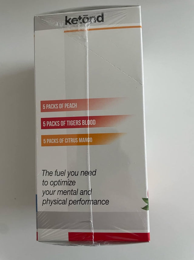Ketond Exogenous Ketones Advanced Blend Drink Ketones for Rapid Weight Loss - Best Fuel for Energy, Mental Performance and Weight Loss - Citrus Mango, Tigers Blood, Peach (15 Stick Packs)