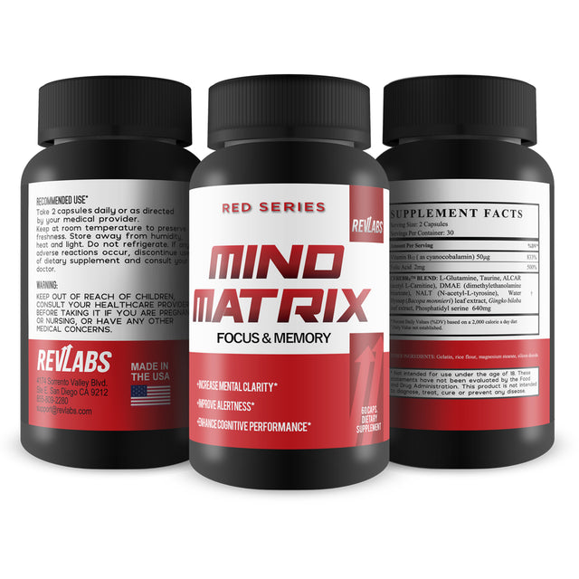 Mind Matrix by Revlabs - Nootropic Brain Supplement to Improve Memory, Focus & Clarity - 60 Capsules