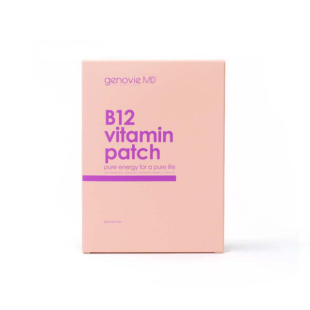 Genovie MD Vitamin B12 Patch for Energy Boosting, Speeding up Metabolism, Vitamin Absorption, Reducing Stress, Restoring Mental Clarity, and Focus, 64 Patches per Pack