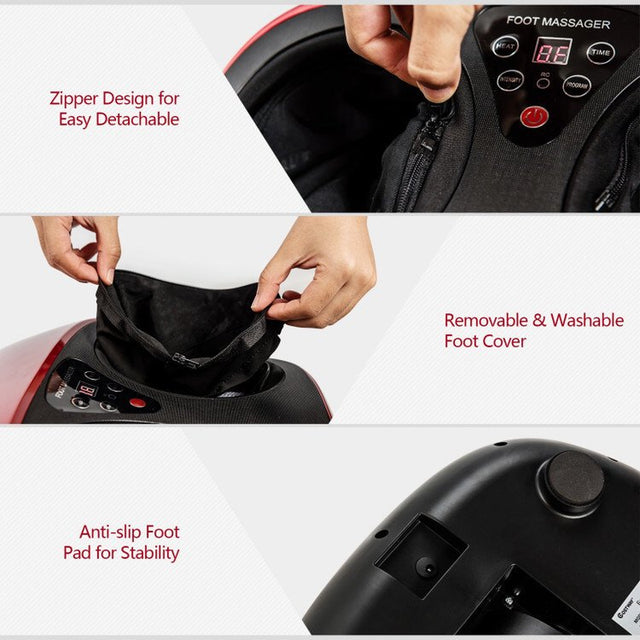 Foot Massager with Heat, Shiatsu Deep Kneading, Air Compression & 4 Massage Modes, Rolling & Timer, Delivers Relief for Tired Muscles and Plantar Fasciitis & Neuropathy Pain, Gifts for Home and Office