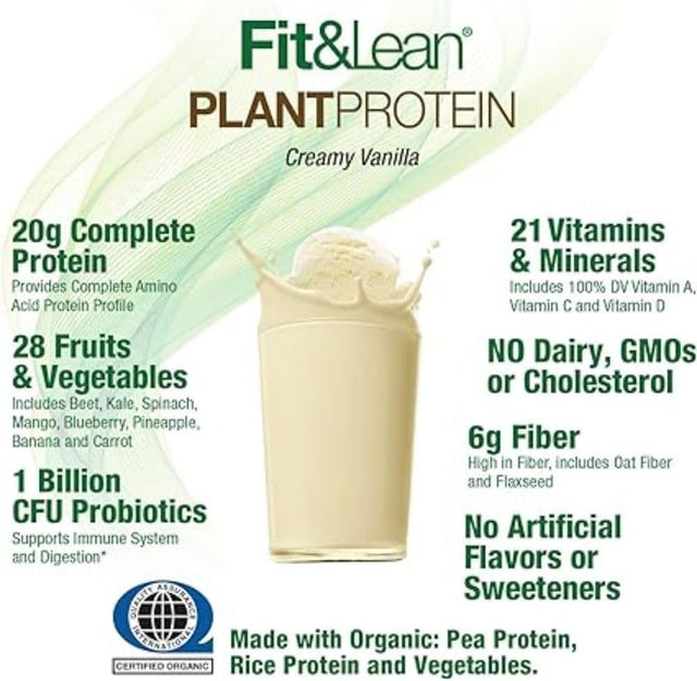 Fit & Lean Plant Protein Meal Replacement Protein Powder Vanilla, 18.72 Ounce