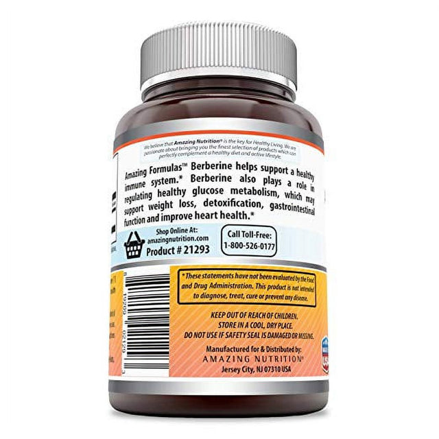 Amazing Nutrition Berberine, 1,000 Mg, 250 Capsules (500 Mg per Capsule)