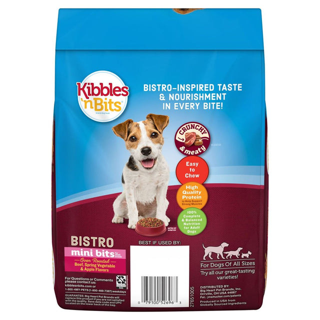 Kibbles ‘N Bits Bistro Mini Bits Small Breed Dog Food, Oven Roasted Beef, Spring Vegetable and Apple Flavors, 3.5 Lb. Bag