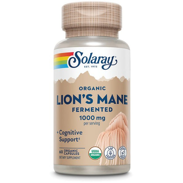 Solaray Fermented Lion’S Mane Mushroom | Healthy Brain Function, Mental Focus & Immune Support | 60 Vegcaps, 30 Serv