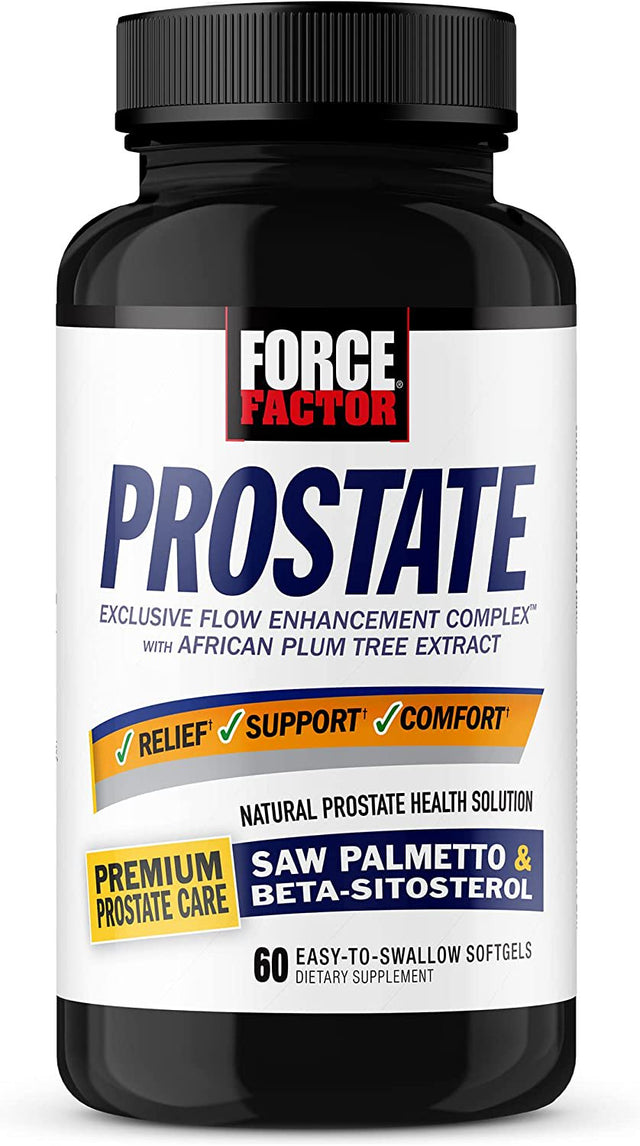 Force Factor Prostate Saw Palmetto and Beta Sitosterol Supplement for Men, Prostate Health Support, Prostate Size Support, Urinary Relief, Bladder Control, Reduce Nighttime Urination, 60 Softgels