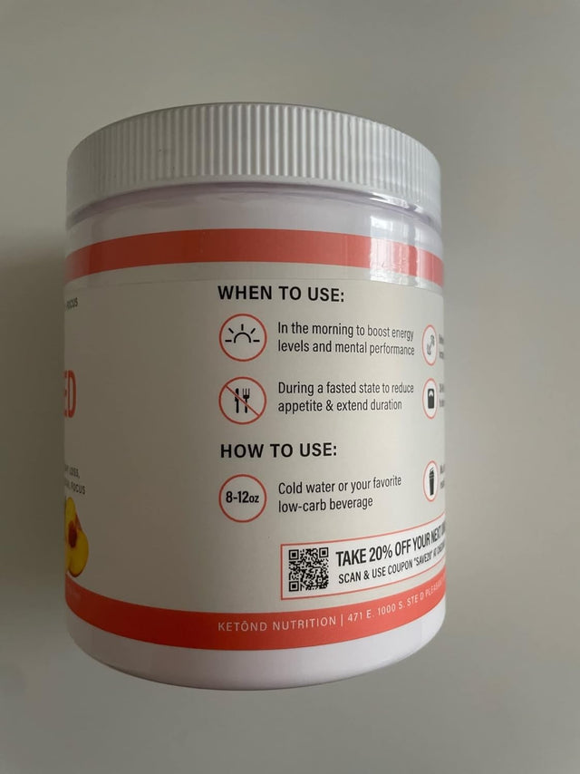 Ketond Exogenous Ketones Advanced Blend Drink Ketones for Rapid Weight Loss - Best Fuel for Energy, Mental Performance and Weight Loss - Summer Peach (15 Servings)